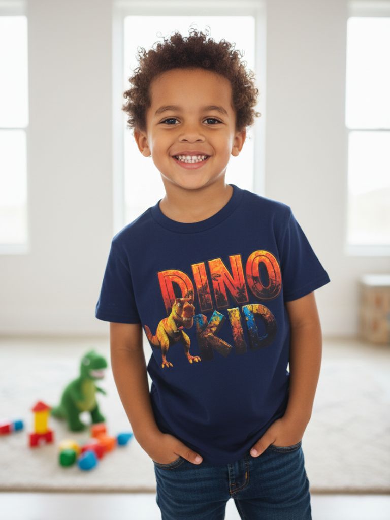 Toddler Boy Navy Dino Kid Graphic T.