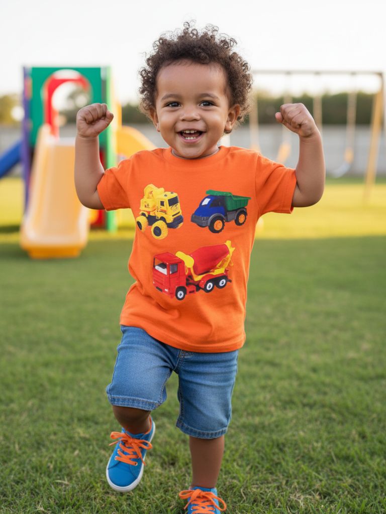 Toddler Boy Orange Truck Graphic T.