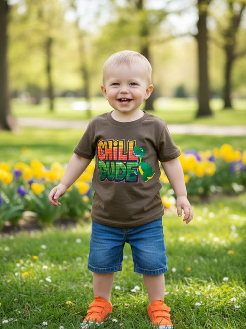 Toddler Boy Brown Chill Dude Graphic T.