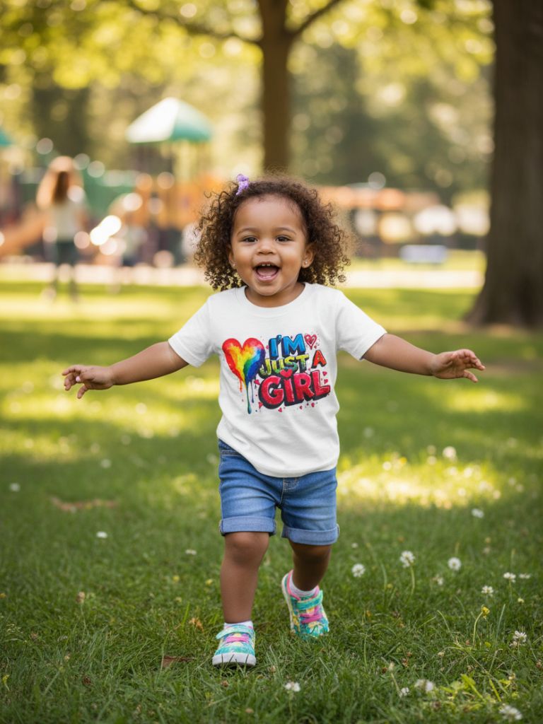 Toddler Girl White I'm Just A Girl Graphic T