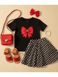 Toddler Girl Black/Red Bow Graphic T
