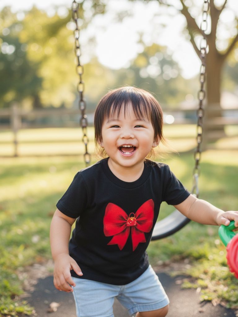 Toddler Girl Black/Red Bow Graphic T
