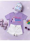 Toddler Girl Lavender Unicorn Sparkles Bright Graphic T