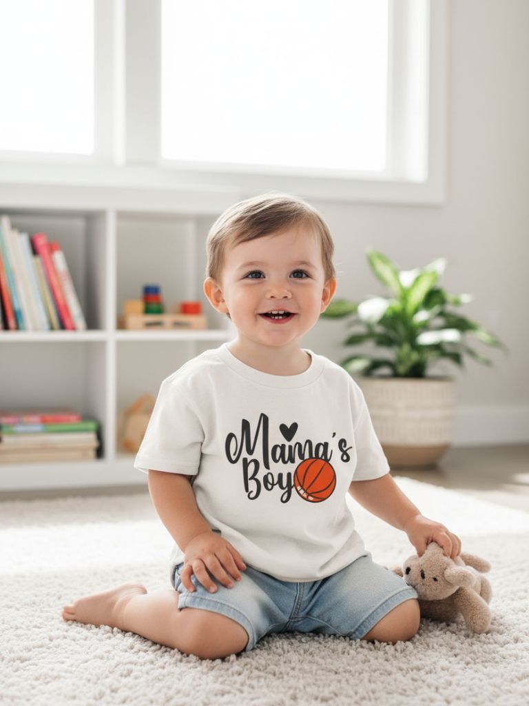 Toddler Boy Mama's Boy White Graphic T
