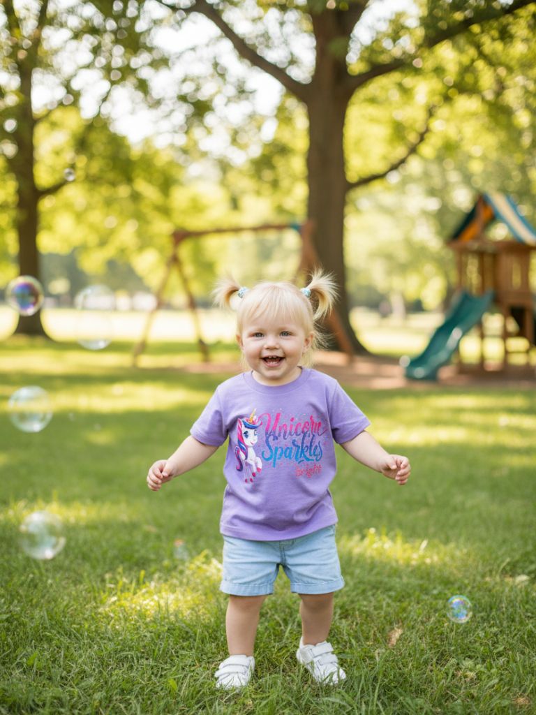 Toddler Girl Lavender Unicorn Sparkles Bright Graphic T