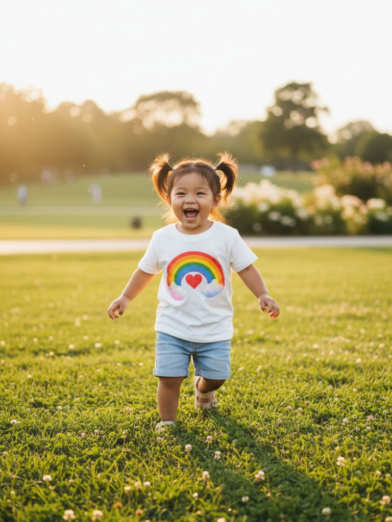 Toddler Girl White Rainbow Graphic T