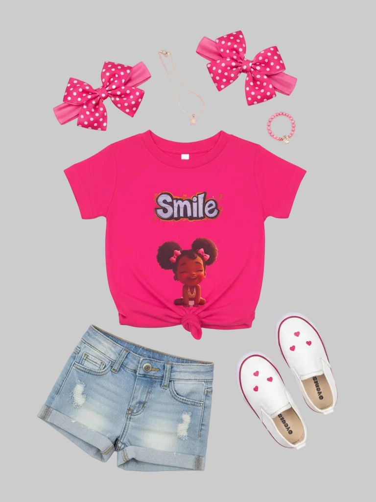 Toddler Girl Pink Smile Graphic T