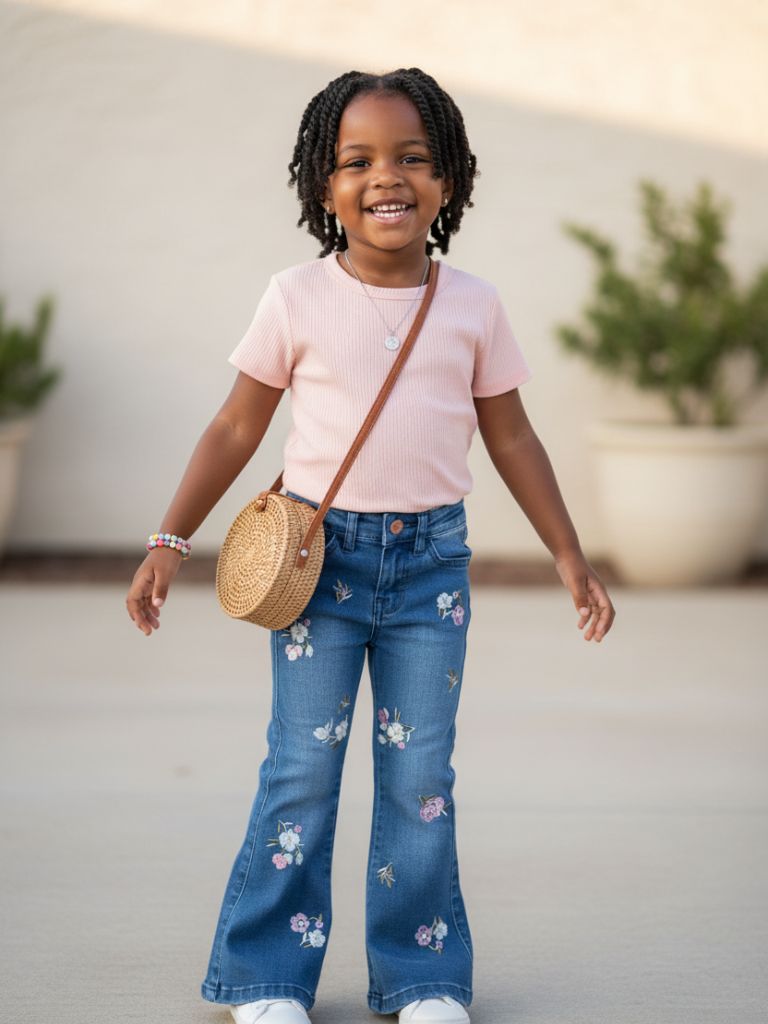 Toddler Girl Denim Flare Flower Jeans