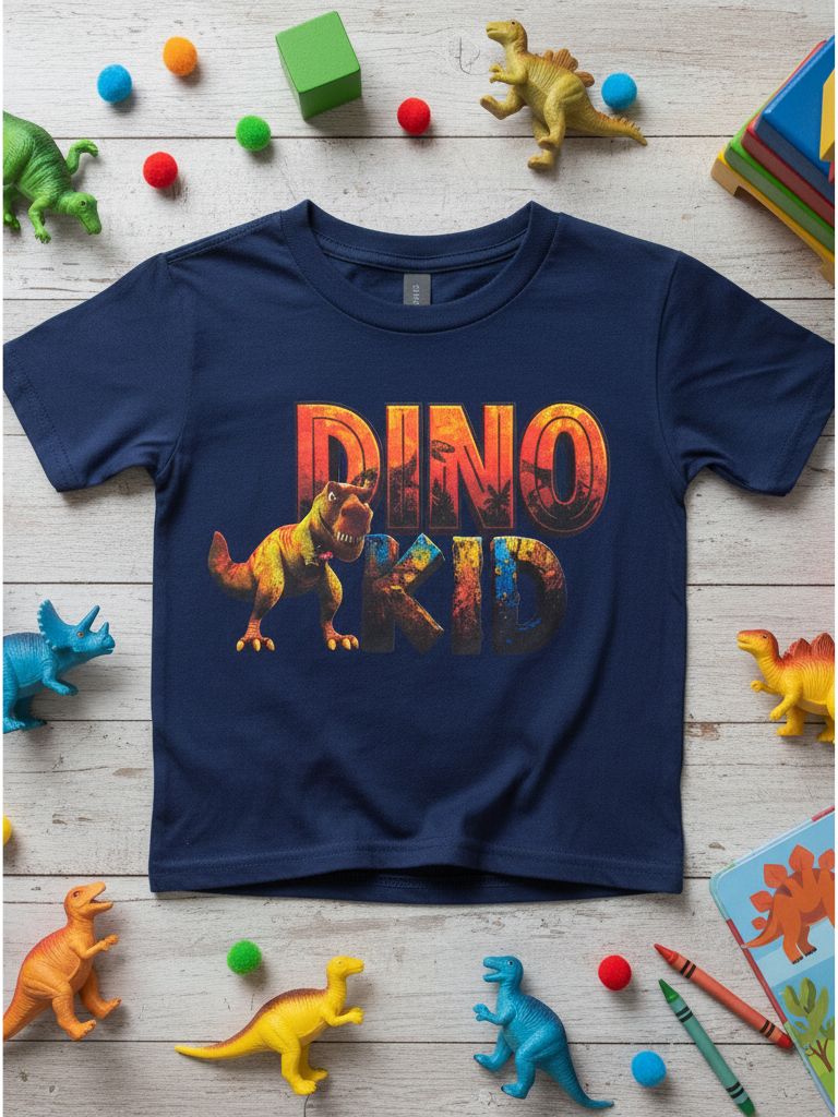 Toddler Boy Navy Dino Kid Graphic T.