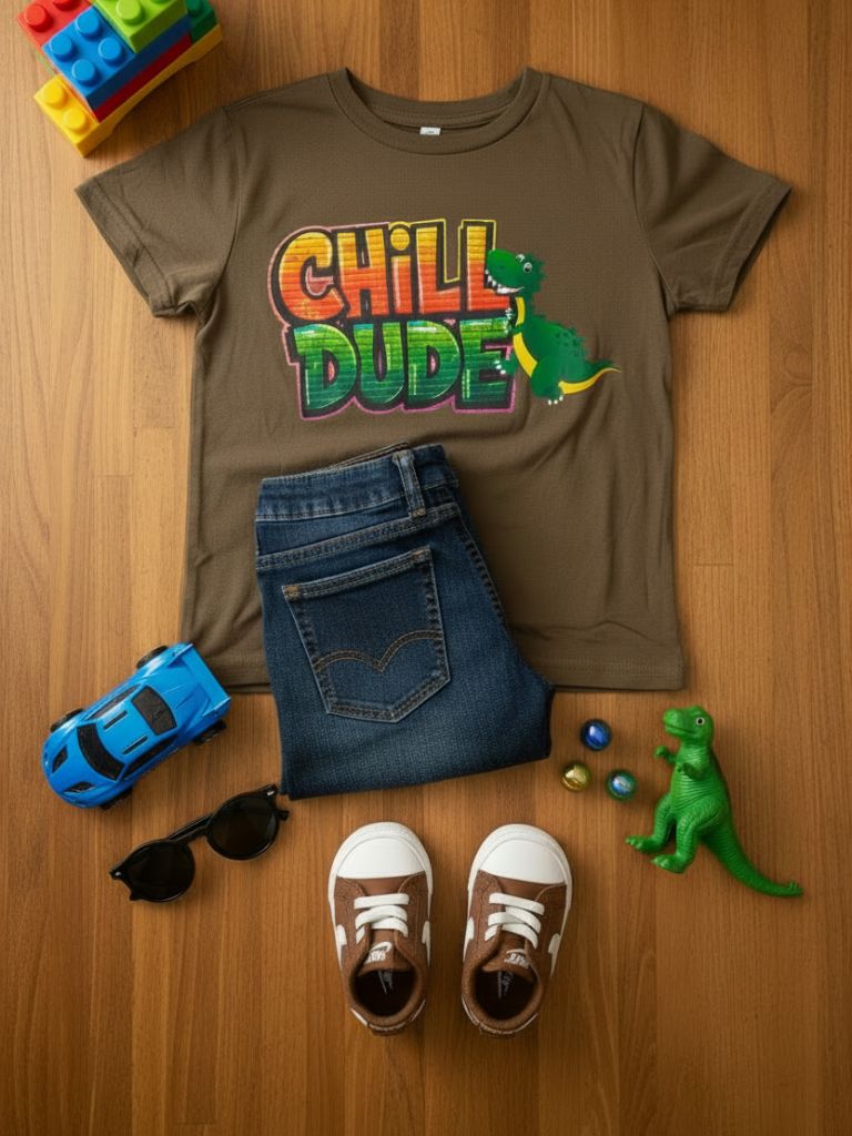 Toddler Boy Brown Chill Dude Graphic T.