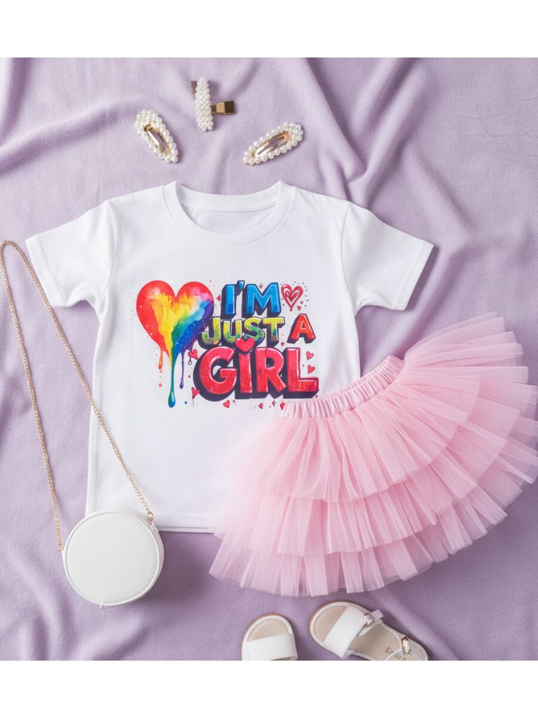 Toddler Girl White I'm Just A Girl Graphic T