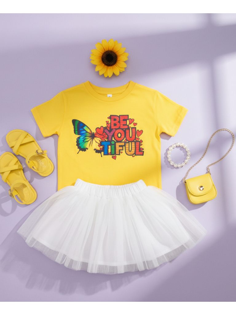 Toddler Girl Yellow Be-You-Tiful Graphic T