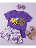 Toddler Girl Purple Be Kind Graphic T