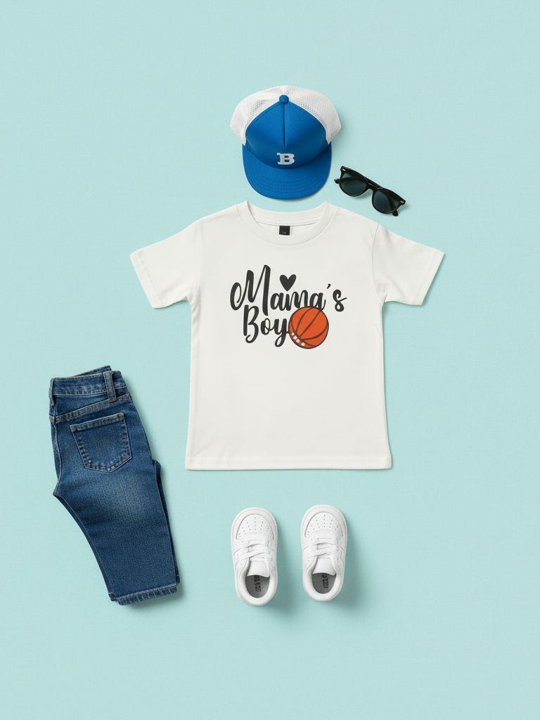 Toddler Boy Mama's Boy White Graphic T