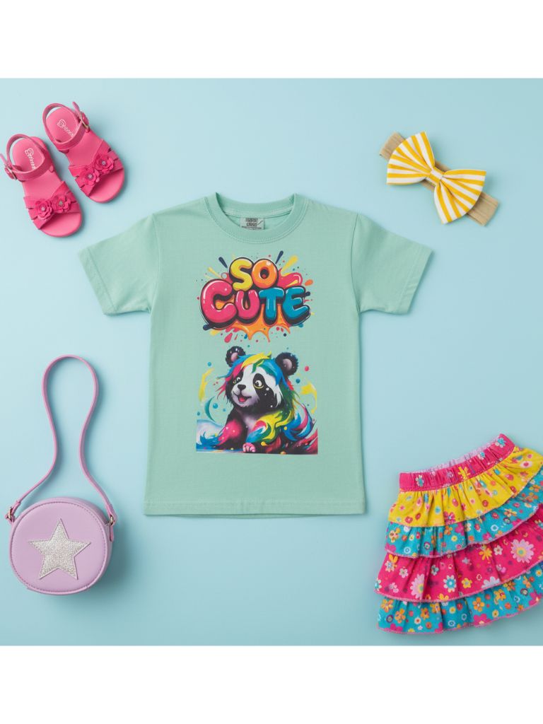 Toddler Girl So Cute Panda Graphic T