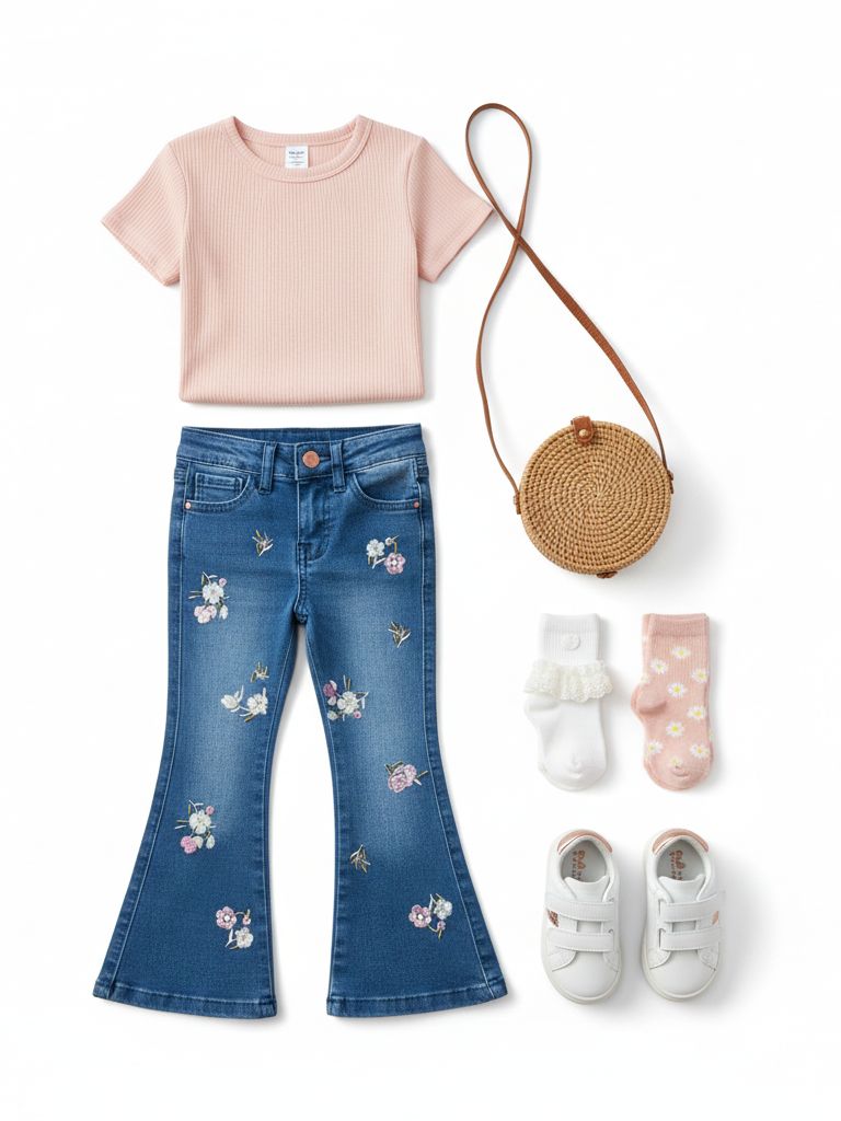 Toddler Girl Denim Flare Flower Jeans