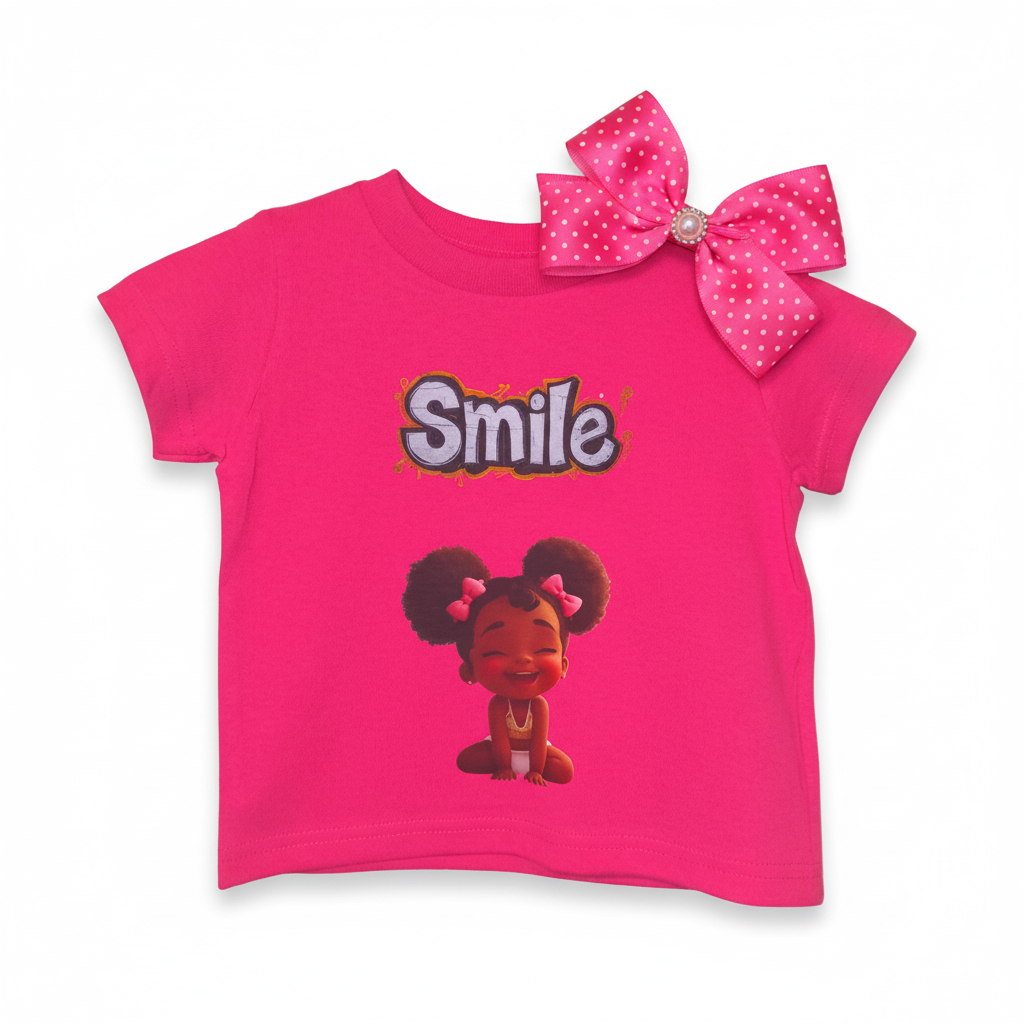 Styled variations of Toddler Girl Pink Smile Graphic T