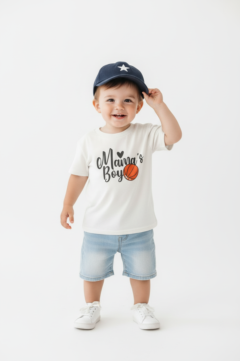 Mama's Boy Tee - Denim & White Sneakers