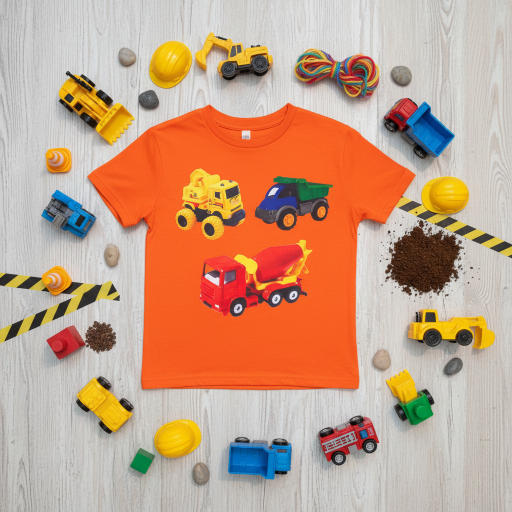 Orange Truck Tee - Styled Flat Lay