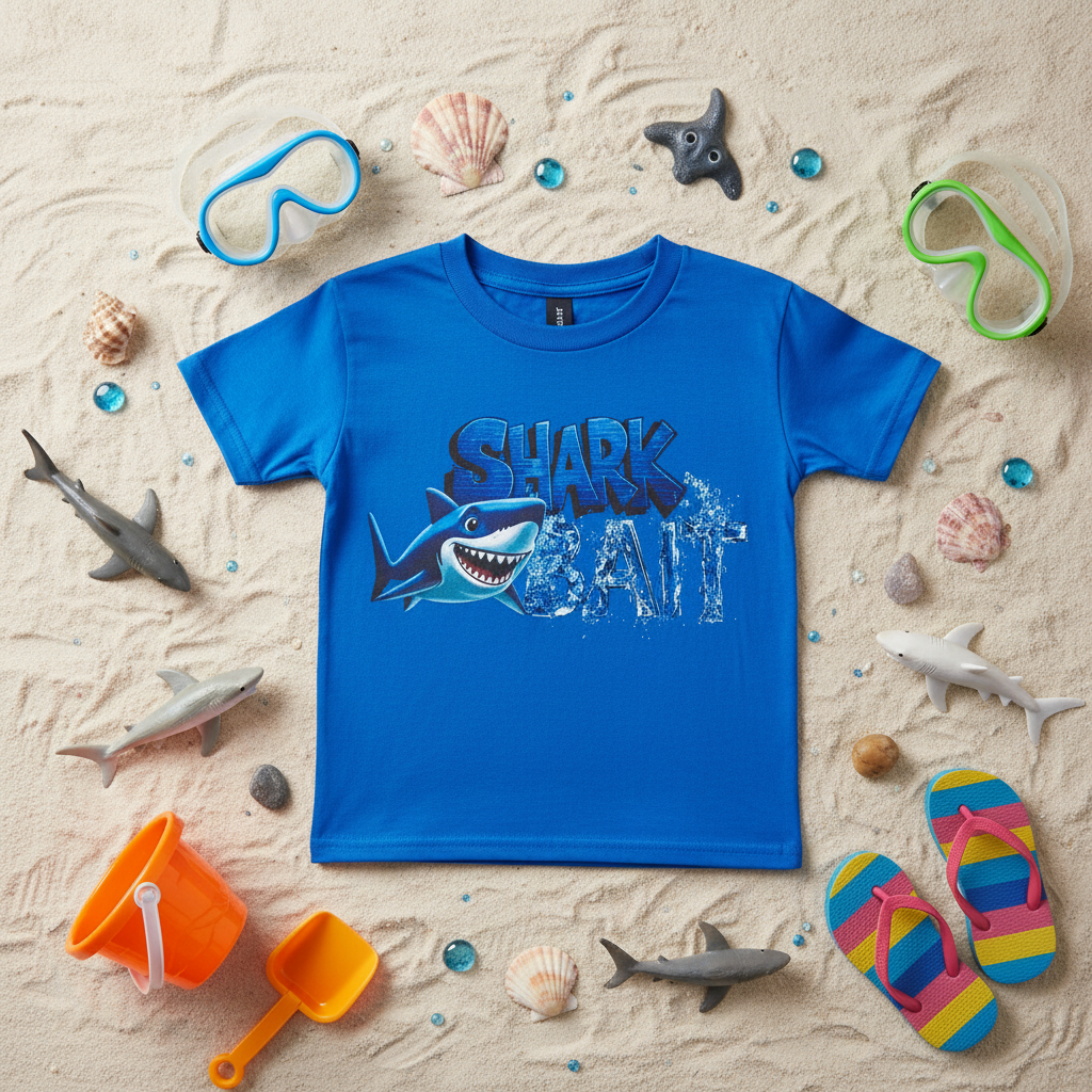 Shark Bait Tee - Beach Styled Flat Lay