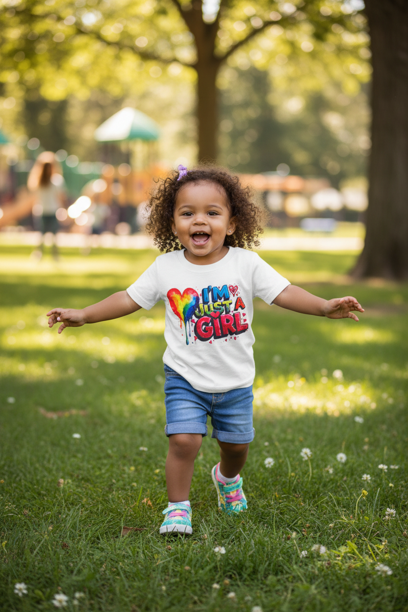 Toddler Girl White I'm Just A Girl Graphic T - Lifestyle