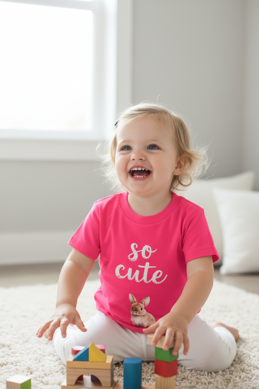 Toddler wearing So Cute Pink shirt