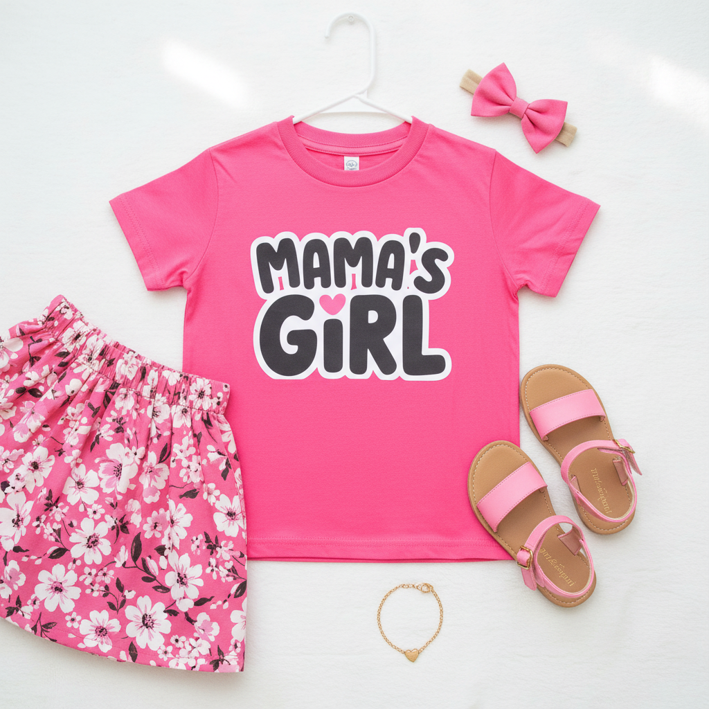 White background Mama's Girl flat lay