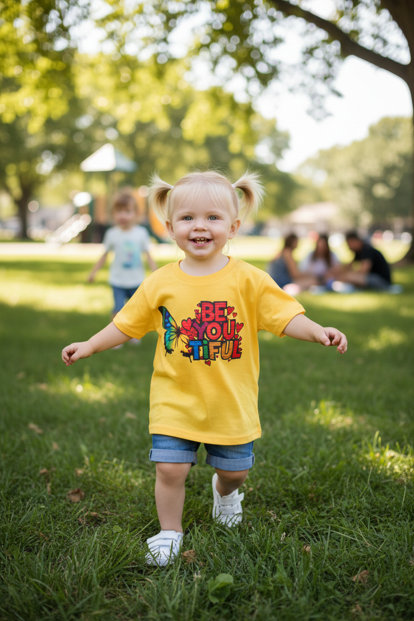 White toddler Be-You-Tiful tee