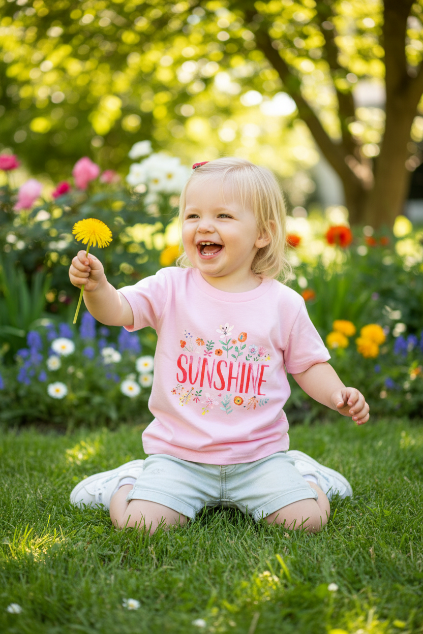 White toddler sunshine tee